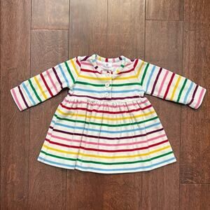 Hanna Andersson Colorful Rainbow Striped Baby Dress, Size 6-12 Months (70)